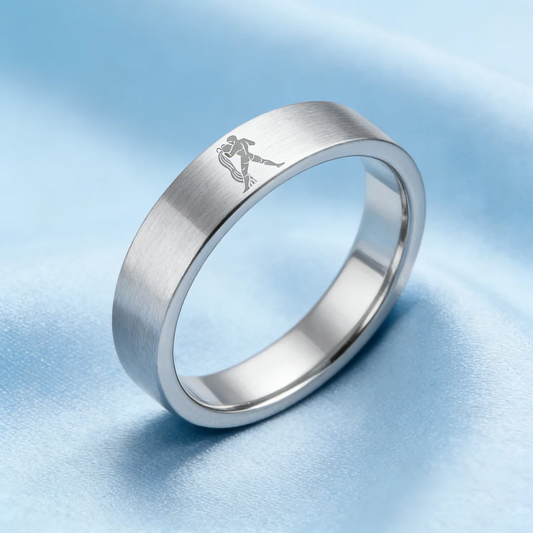 Flat Aquarius Tungsten Wedding Bands Tungsten Ring Sliver Comfort fit for Womens or Mens 4MM 6MM 8MM