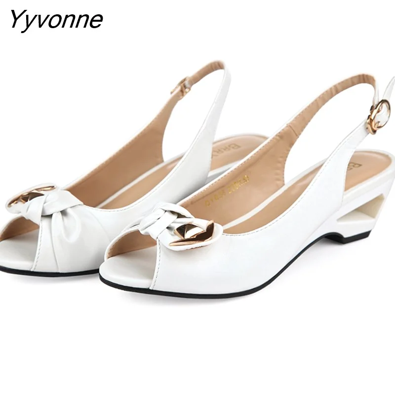 Yyvonne 2023 Summer New Style Sandals Female Summer With Wedges Open Toe Shoes White Shoes Comfortable Women's Shoes