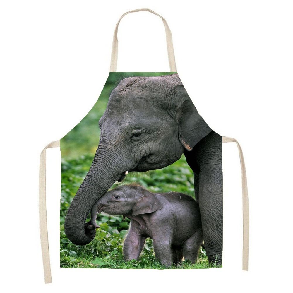 Waterproof Linen Kitchen Apron - Elephant letclo 