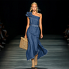  Denim Off-Shoulder Maxi Dress with Embellished Flower and Woven Bag by Inlyline