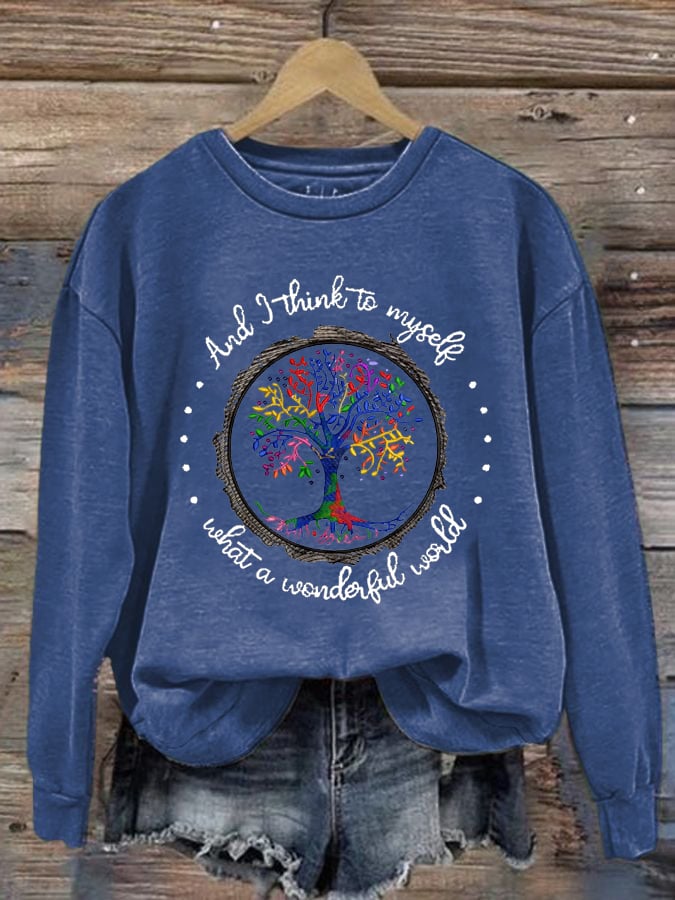 Women's Hippie What A Wonderful World Print Sweatshirt