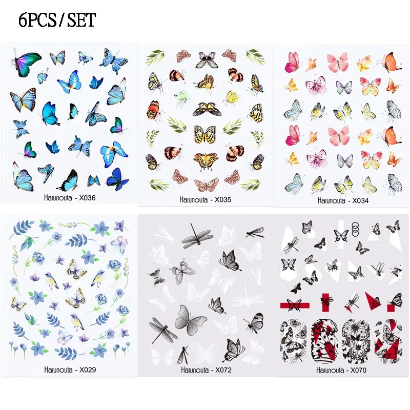 Harunouta Sexy Girl Geometric Lines Nail Water Stickers Set Spring Simple Flower Leaves Decals Sliders DIY Nail Art Decoration