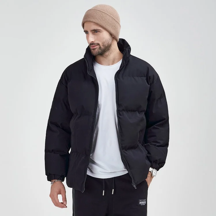 Winter Men's Padded Cotton Solid Puffer Jackets-VESSFUL