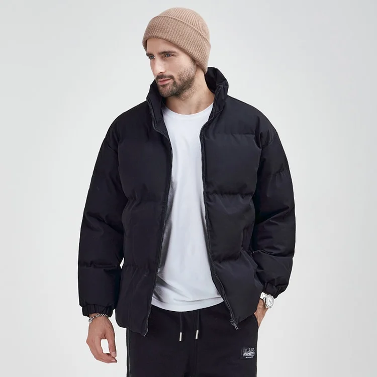 Winter Men's Padded Cotton Solid Puffer Jackets at Hiphopee