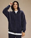 INFLATION Washed Distressed Fleece Zip Up Hoodies