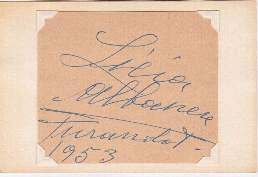 Signed Original Index Card of Licia Albanese