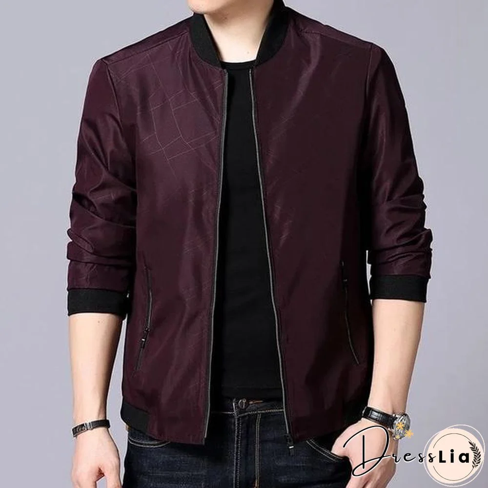 Men Brand Bomber Jacket Business Casual Stand Collar Coats New Zipper Rib sleeve Outerwear