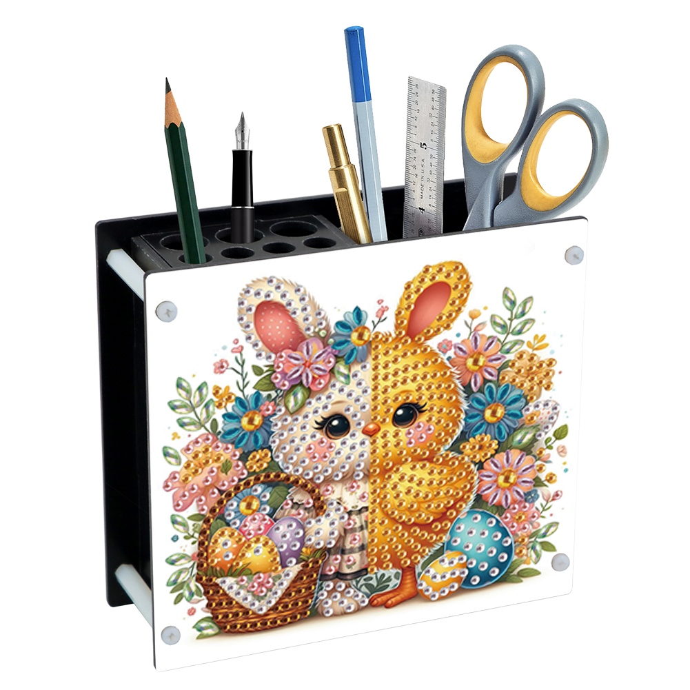 Acrylic Special Shaped Easter 5D DIY Diamond Painting Pen Holder for Home Decor