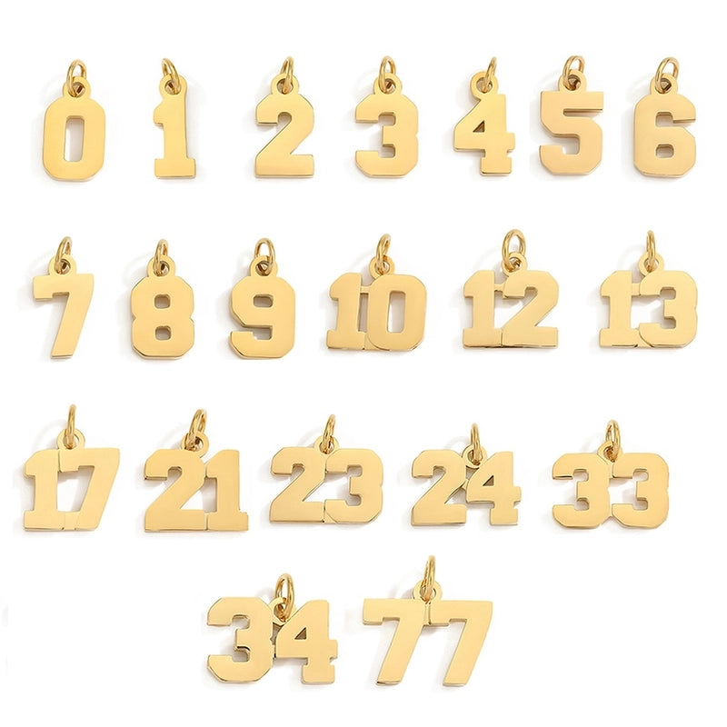 1 Piece 14*17mm 8 * 14mm 304 Stainless Steel 14K Gold Plated Number Pendant Jewelry Accessories