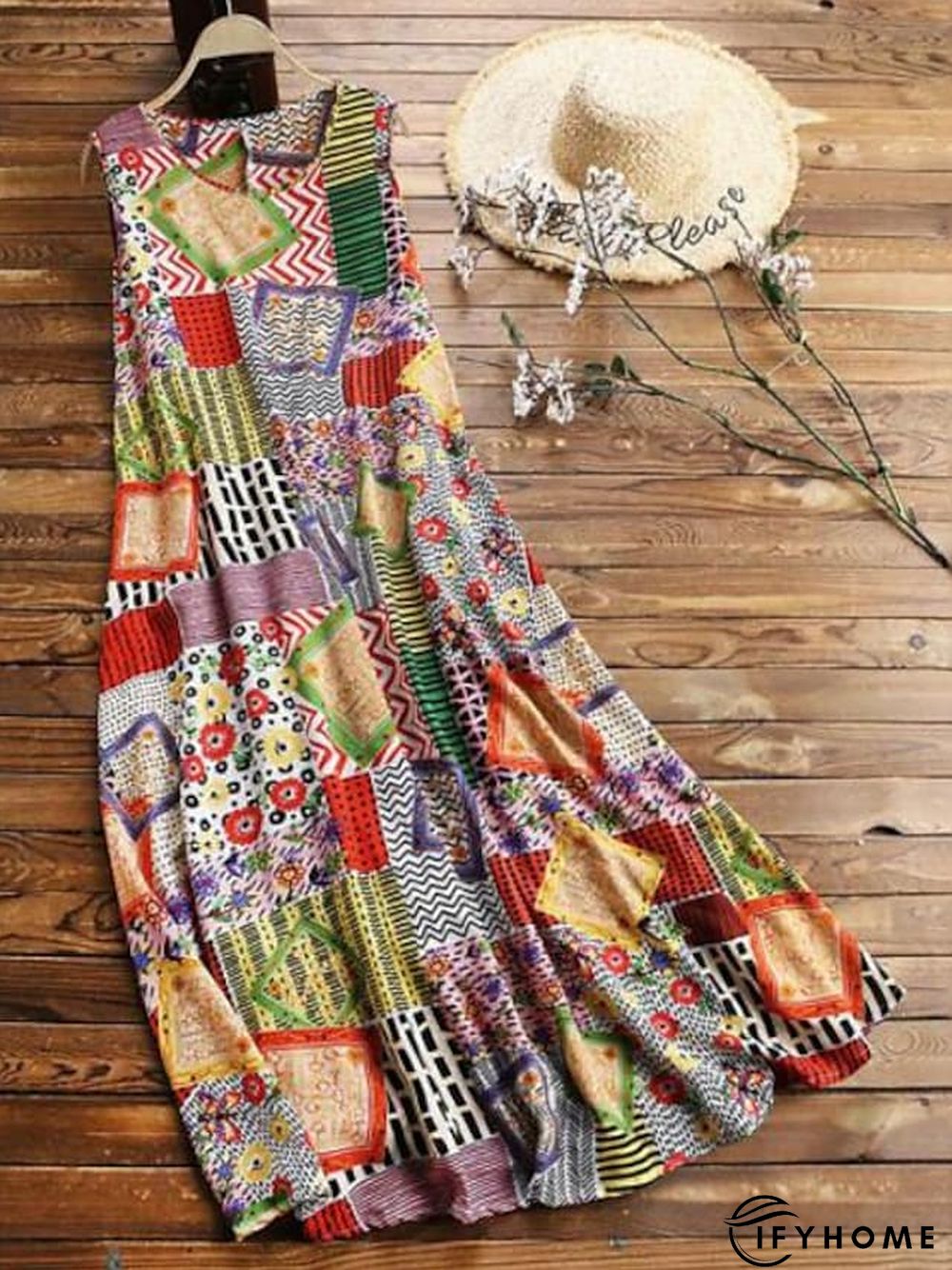 Women's Plus Size Holiday Dress Graphic Crew Neck Sleeveless Spring Summer Classic Style Fashion Maxi long Dress Causal Daily Dress | IFYHOME