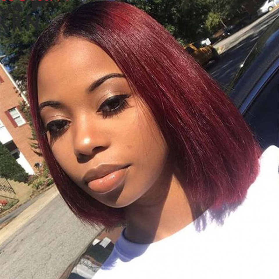 1B/99J Straight Short Wigs 13X4 Undetectable Lace Bob Wig 10-14 Inch