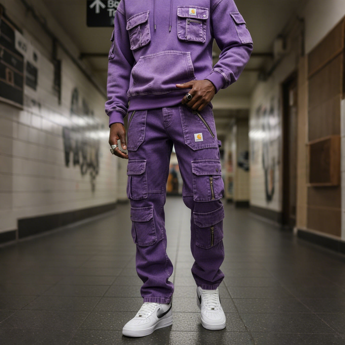 Street Style Multi-functional Multi-pocket Multi-zipper Retro Washed Cargo Trousers