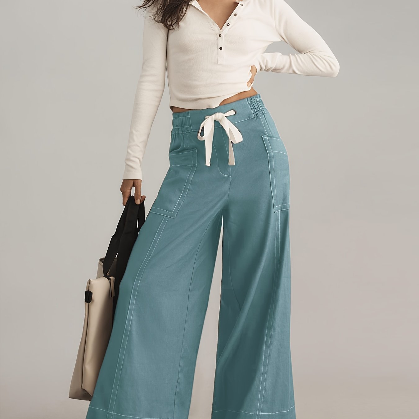 Women's Solid Wide Leg Pants