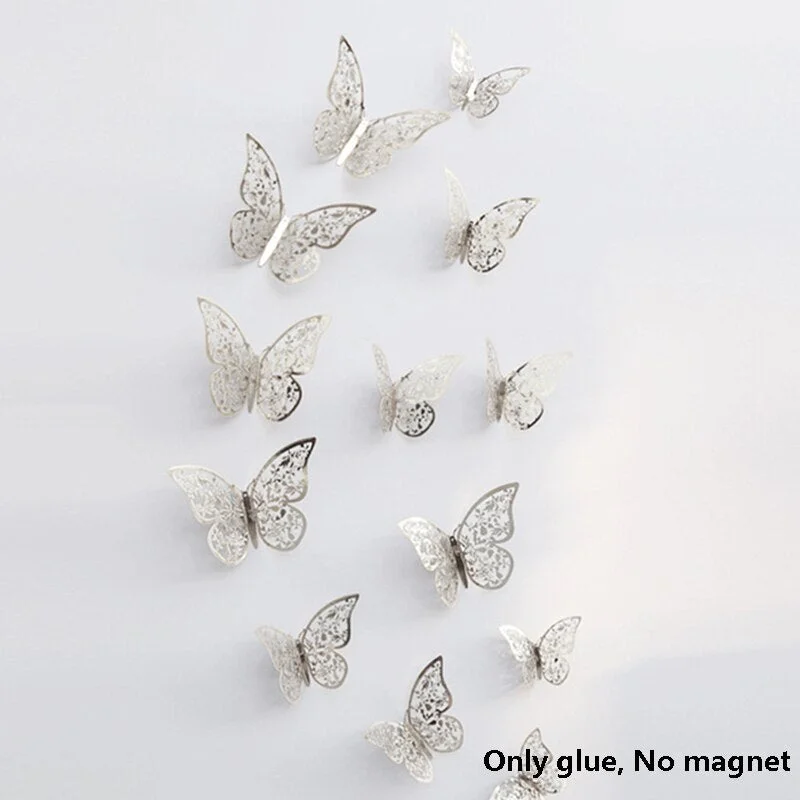 12Pcs 3D Double Layer Butterfly Wall Sticker on The Wall for Home Decor DIY Butterflies Fridge Magnet Stickers Room Decoration