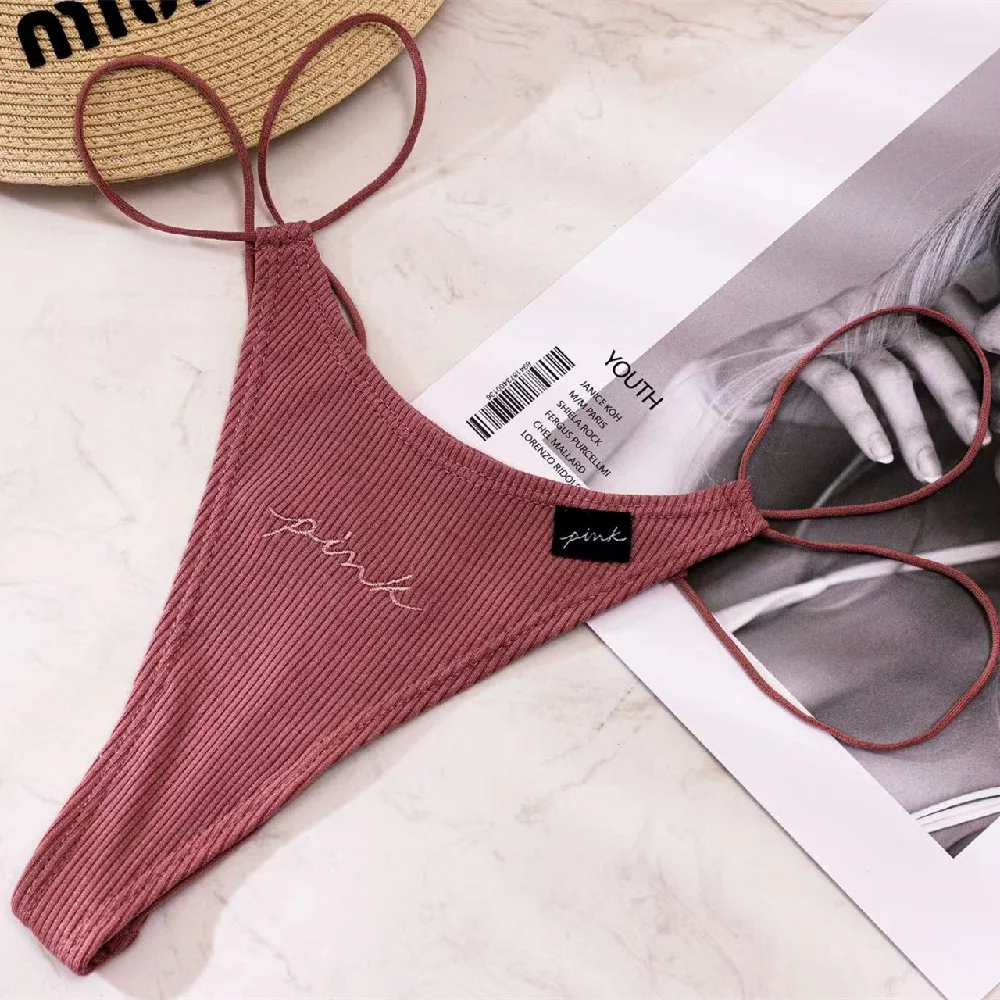 Athvotar Athvotar Cotton Strip Single With Sexy Thong Lady English Letter Logo Thong Trousers Women's Trousers