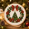 Christmas Tree Wreath 14CT Stamped Cross Stitch Kit 40&times;40cm tapestrymarket