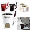 Candle Cup Cheese Chocolate Melting Ceramic Mug Chocolate Fondue Mug with Fork