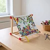 Embroidery Hoop Holder Wood for Lap Or Table Top Stitching Sewing Supplies Scroll Frame for Needlepoint Adjustable Sit-on Needlework Stand Hands-Free (Need Assembly)