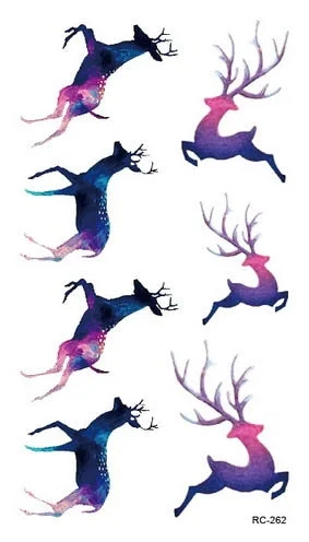 25 Different Waterproof Temporary Tattoo Stickers Fawn Deer Head Fake Tatto Geometric Animal Flash Hand Tatoo For Women Men
