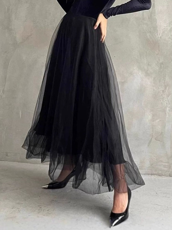 Loose Mesh Tulle A-Line Skirt