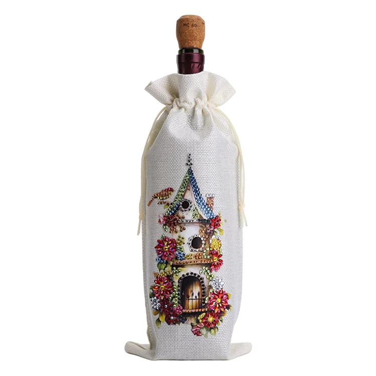 DIY Diamond Painting Wine Bags Diamond Art Liquor Bottle Covers(Flower Birdcage) gbfke