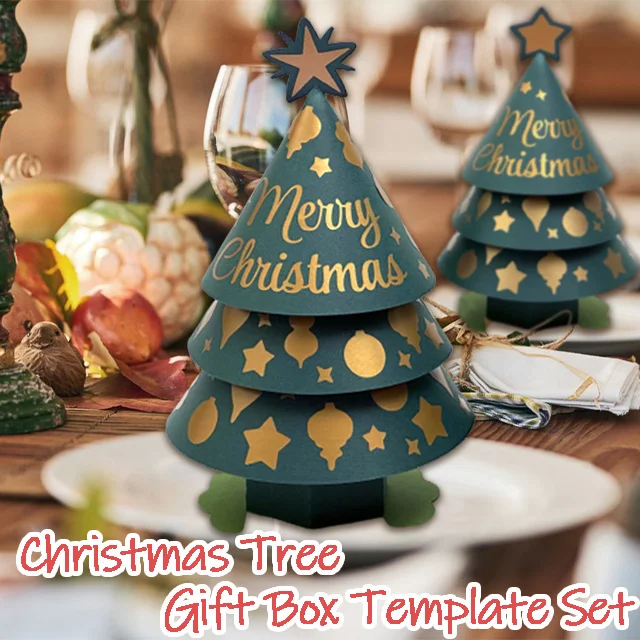 Christmas Tree Gift Box Template Set