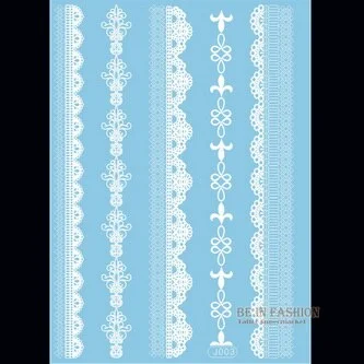 1sheet White Lace Henna Flash Tattoo Butterfly Feather Fake Temporary Tatoo Sticker Summer Style Body Art Beauty Jewelry J017