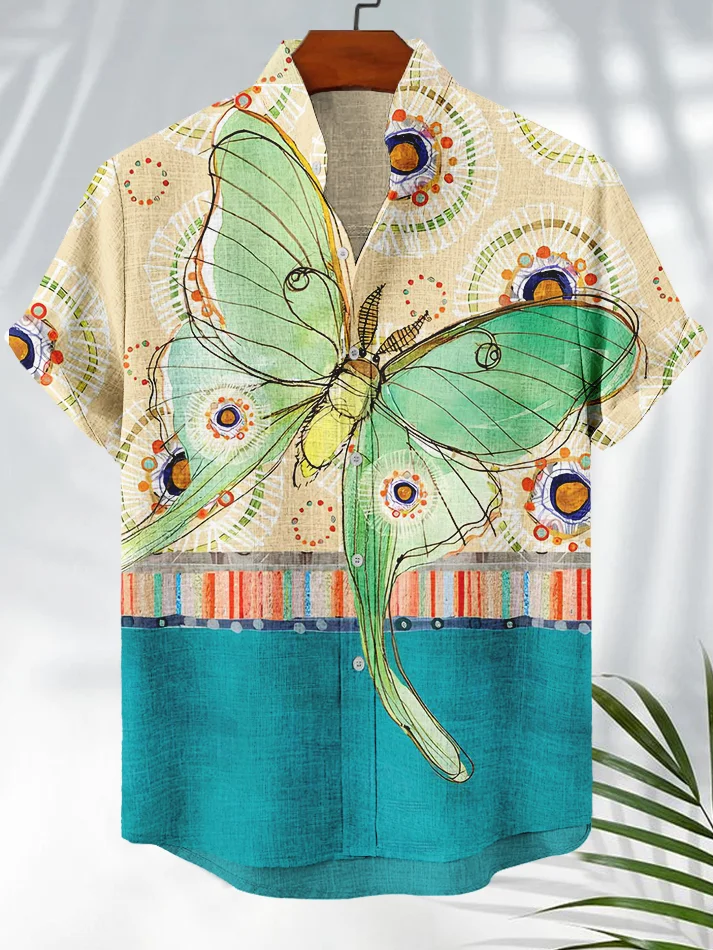 Men's Butterfly Vacation Art Print Casual Shirt