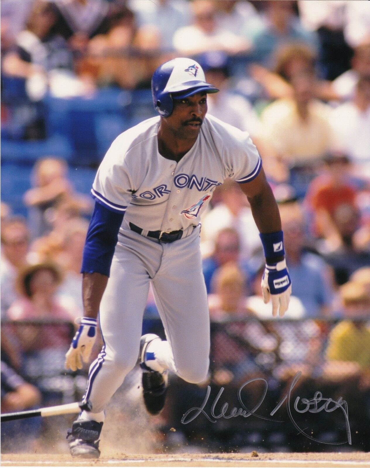 LLOYD MOSEBY TORONTO BLUE JAYS ACTION SIGNED 8x10