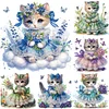 Petit chaton avec bouquet-partiel spécial diamant peinture-30*30cm