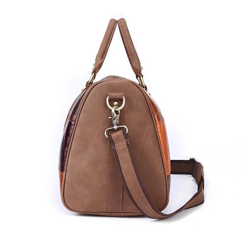 Unisex Leather Large Capacity Multicolor Patchwork Duffel Bags Travel Bag