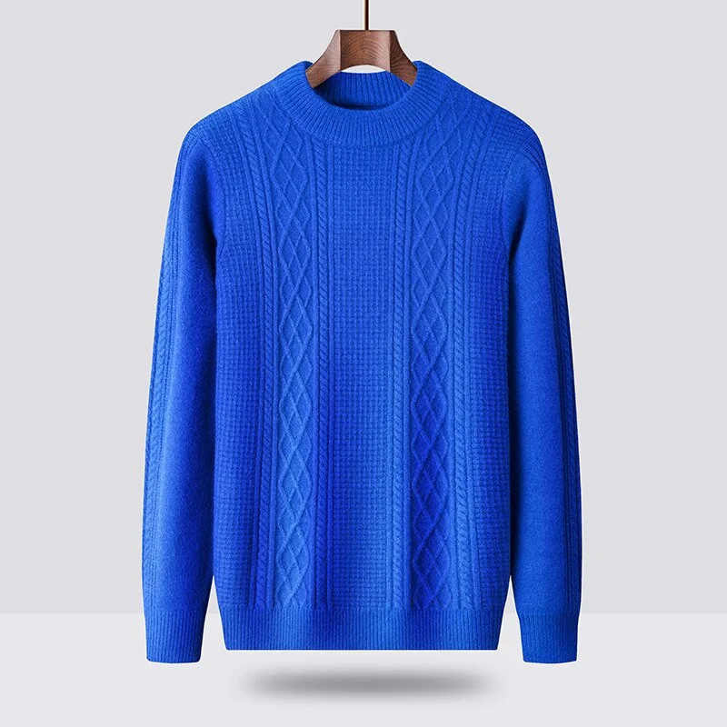 Oocharger Men's Mock Neck Thicken Warm  Knit Sweater 2023 New Autumn Winter Youthful Vitality Korean Harajuku Knitted Pullovers Sweater