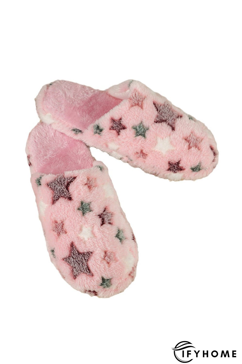 Pink Star Pattern Plush Home Slippers | IFYHOME