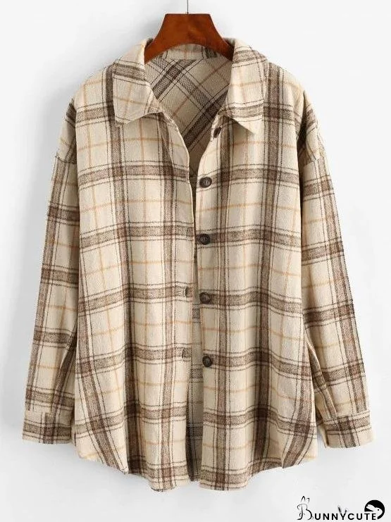 Checked Wool Blend Coat