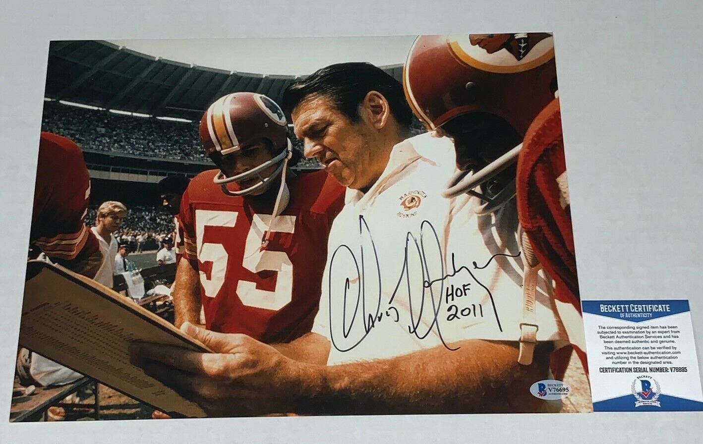 Chris Hanburger signed Washington Redskins 11x14 Photo Poster painting W/ HOF Insc. BAS Beckett