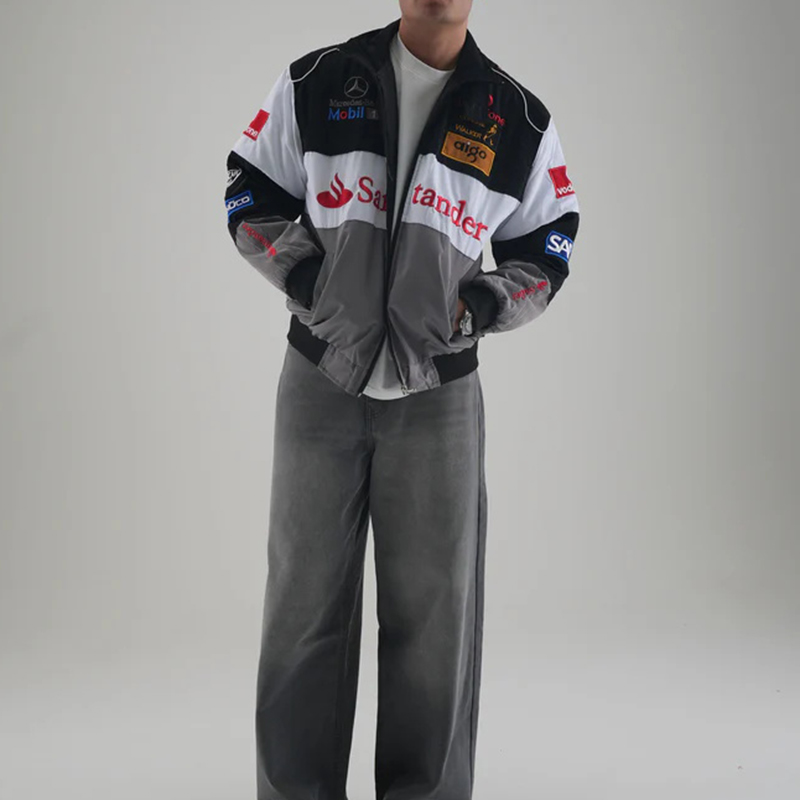 Unisex Racing Style Street Fashion Loose Racing Casual Print Jacket