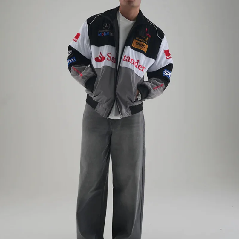 Unisex Racing Style Street Fashion Loose Racing Casual Print Jacket