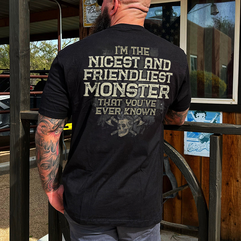 Livereid I'm The Nicest And Friendliest Monster Print Men's T-shirt - Livereid