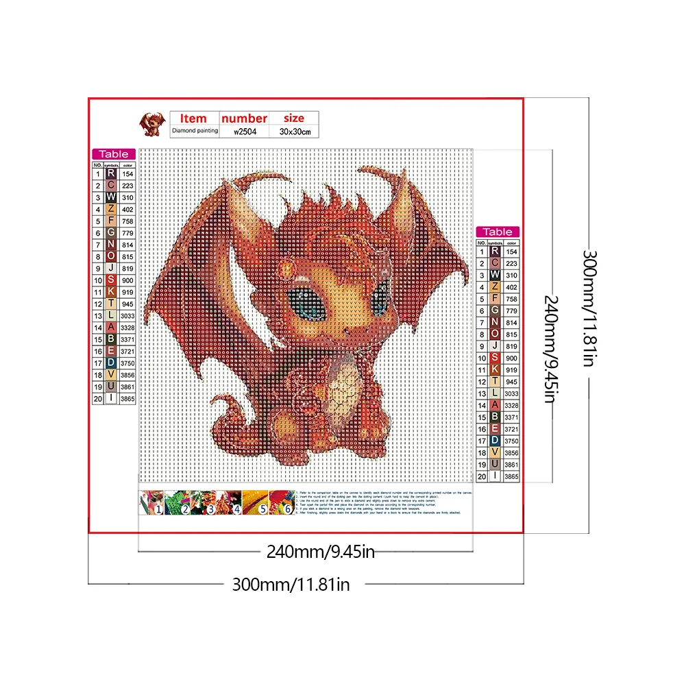 Full Round Diamond Painting 30*30cm - Little Dragon