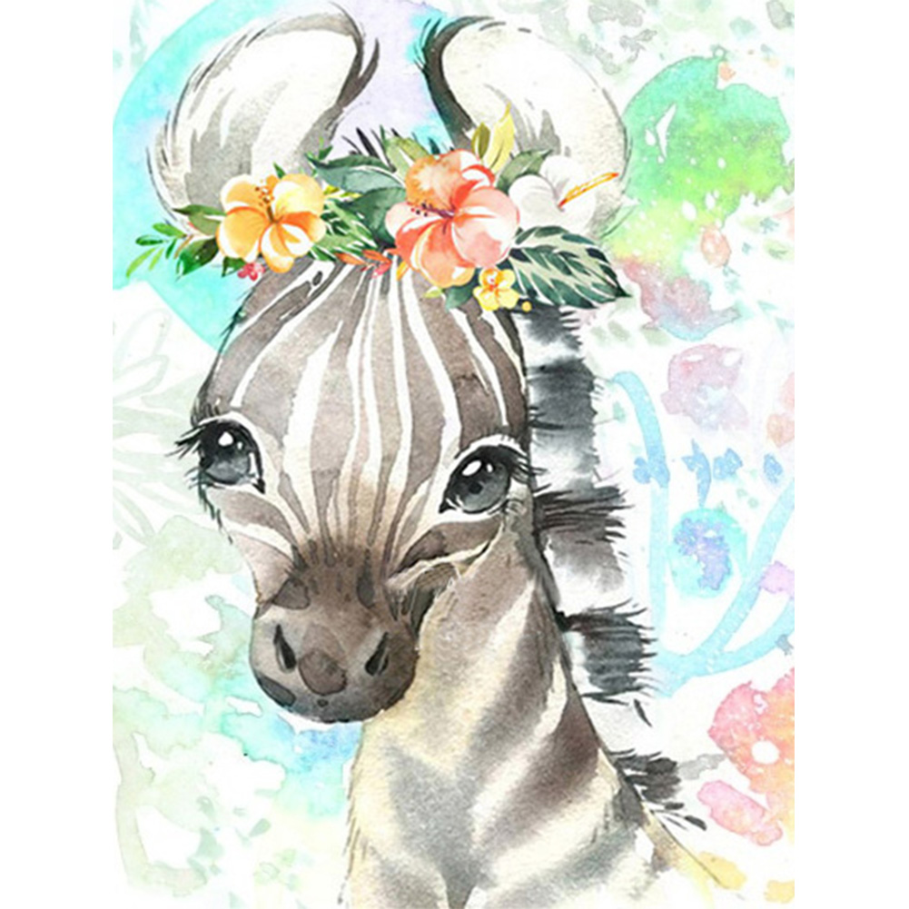 

Cartoon Zebra With Flower - Round Drill Diamond Painting - 30*40CM, 501 Original