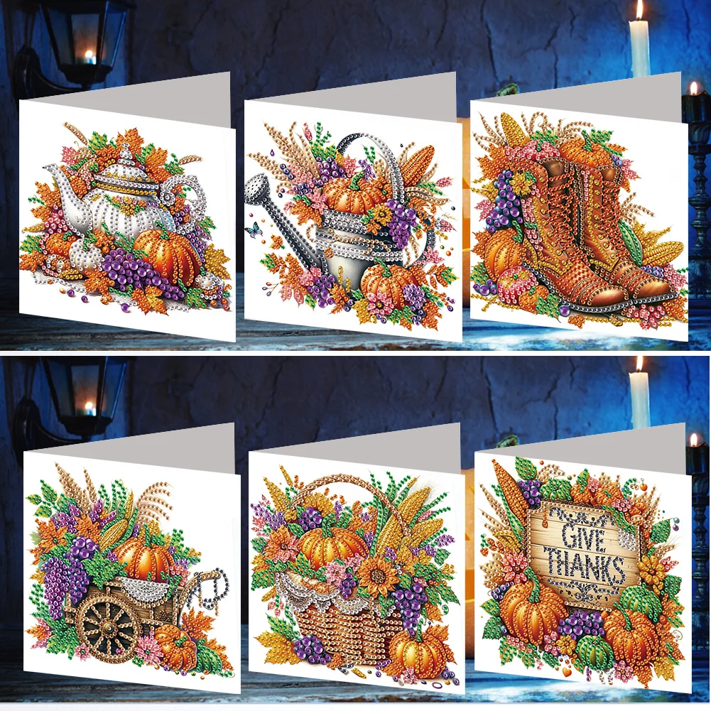 6PCS DIY Diamond Art Greeting Cards Congratulations Cards & Gifts (Halloween)