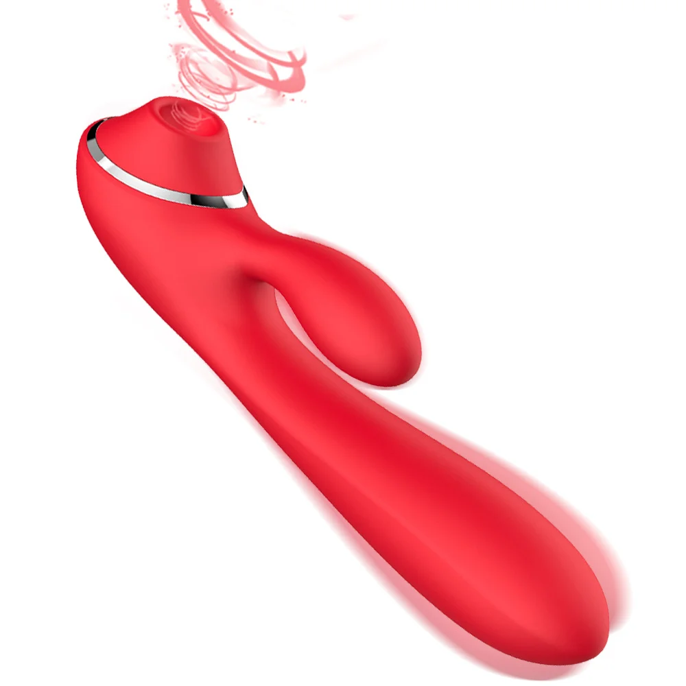 Double Penetration G-spot Vibrator with Suction - Rose Toy