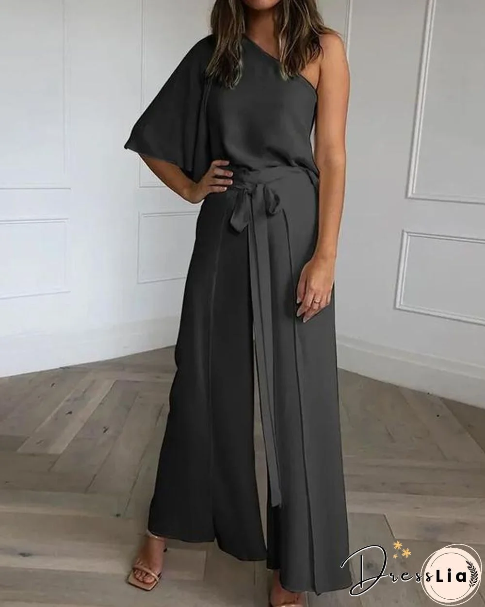 One Shoulder Wide Leg Jumpsuit