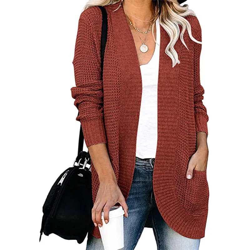Uveng Uveng Exclusively For The Autumn And Winter New Ladies Fashion Long Sleeve Pocket Sweater Knit Cardigan