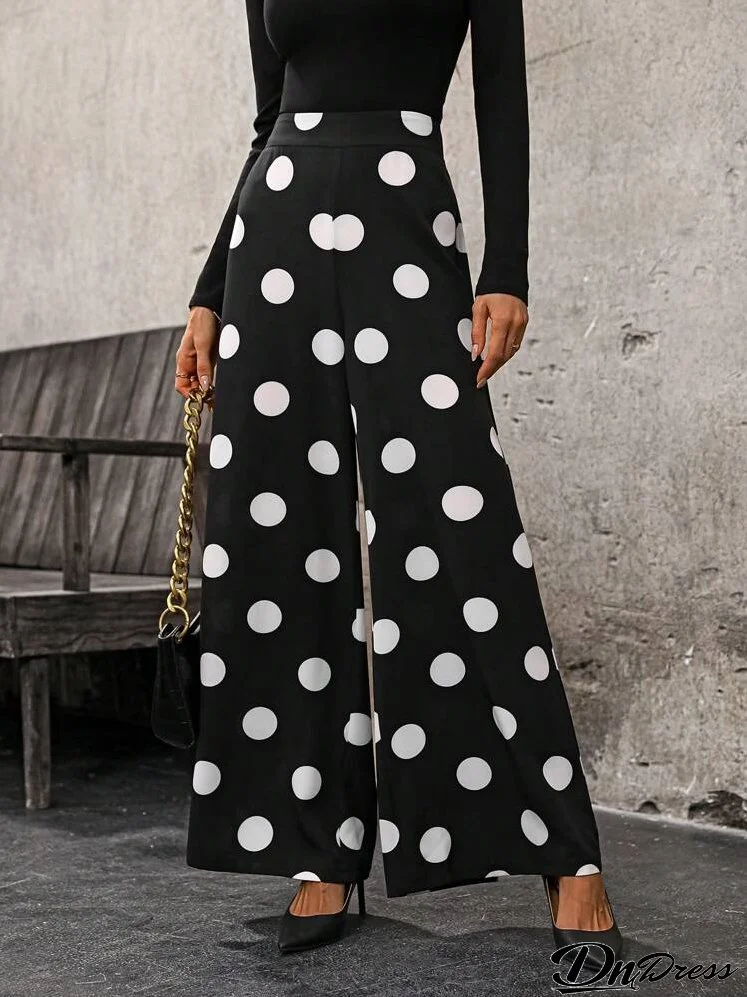Women Polka Dot Print Pants