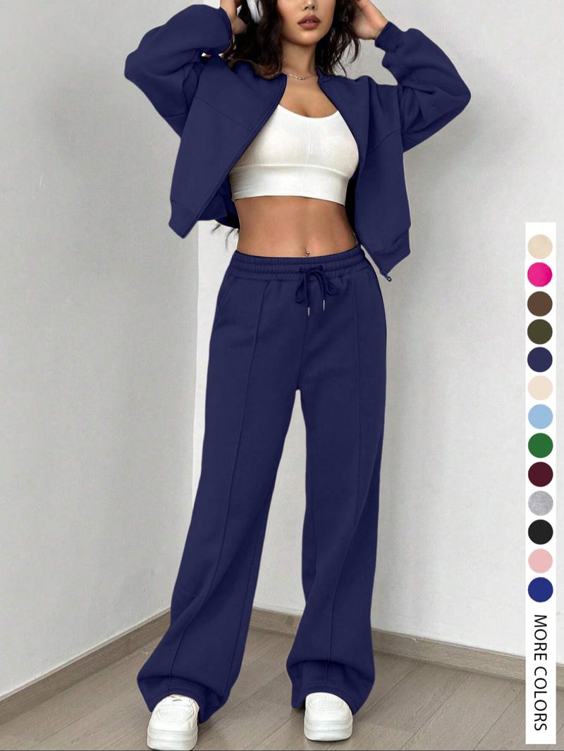 Women's Casual Striped Long Sleeve Zipper Jacket and Pants Set, Airport Wear, Fitted Natural Waist, Regular Length, All Seasons Women's Casual Striped Long Sleeve Zipper Jacket and Pants Set, Airport Wear, Fitted Natural Waist, Regular Length, All Seasons