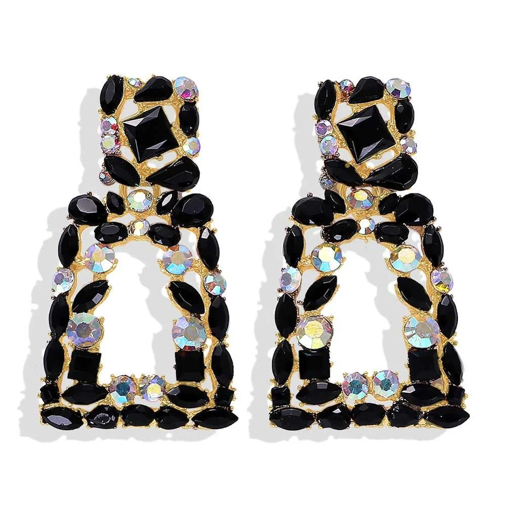 Dvacaman New Designs Crystal Square Drop Earrings for Women 2019 Fashion Rhinestone Statement Earrings Dangle Wedding Jewelry