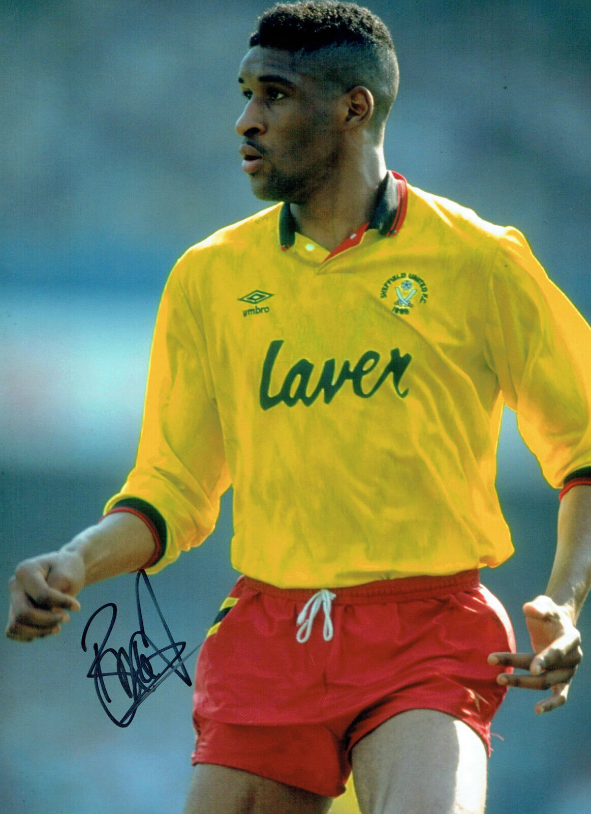 Brian DEANE SIGNED Autograph 16x12 Sheffield United Photo Poster painting AFTAL COA