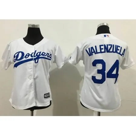 Dodgers #34 Fernando Valenzuela White Lady Fashion Stitched MLB Jersey