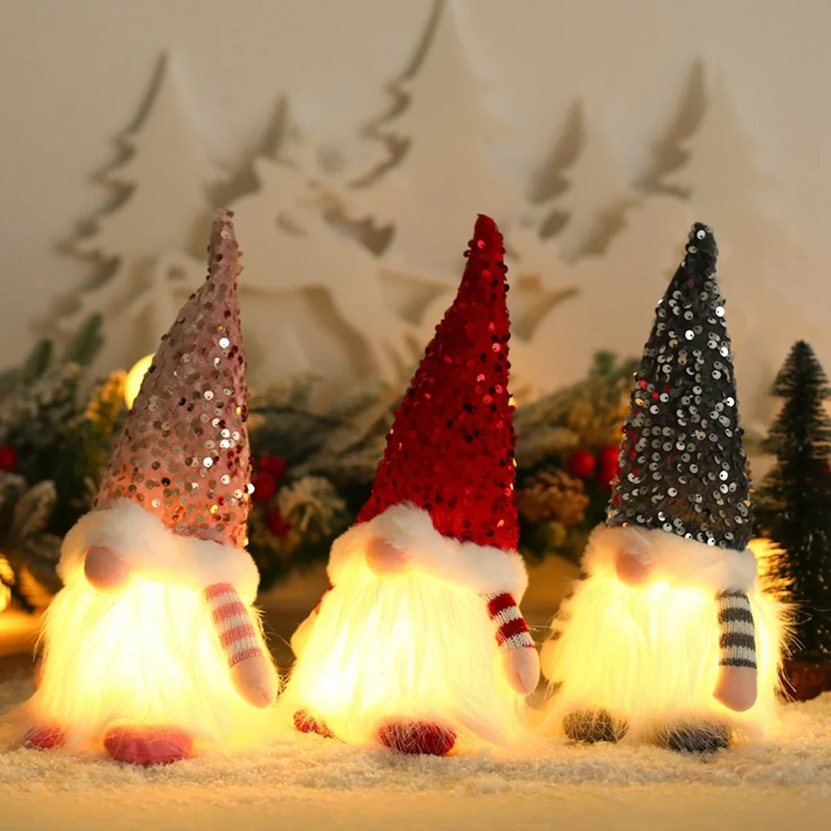 Tegooe 30CM Plush Santa Claus Doll Christmas Desktop Ornaments New Year Gift